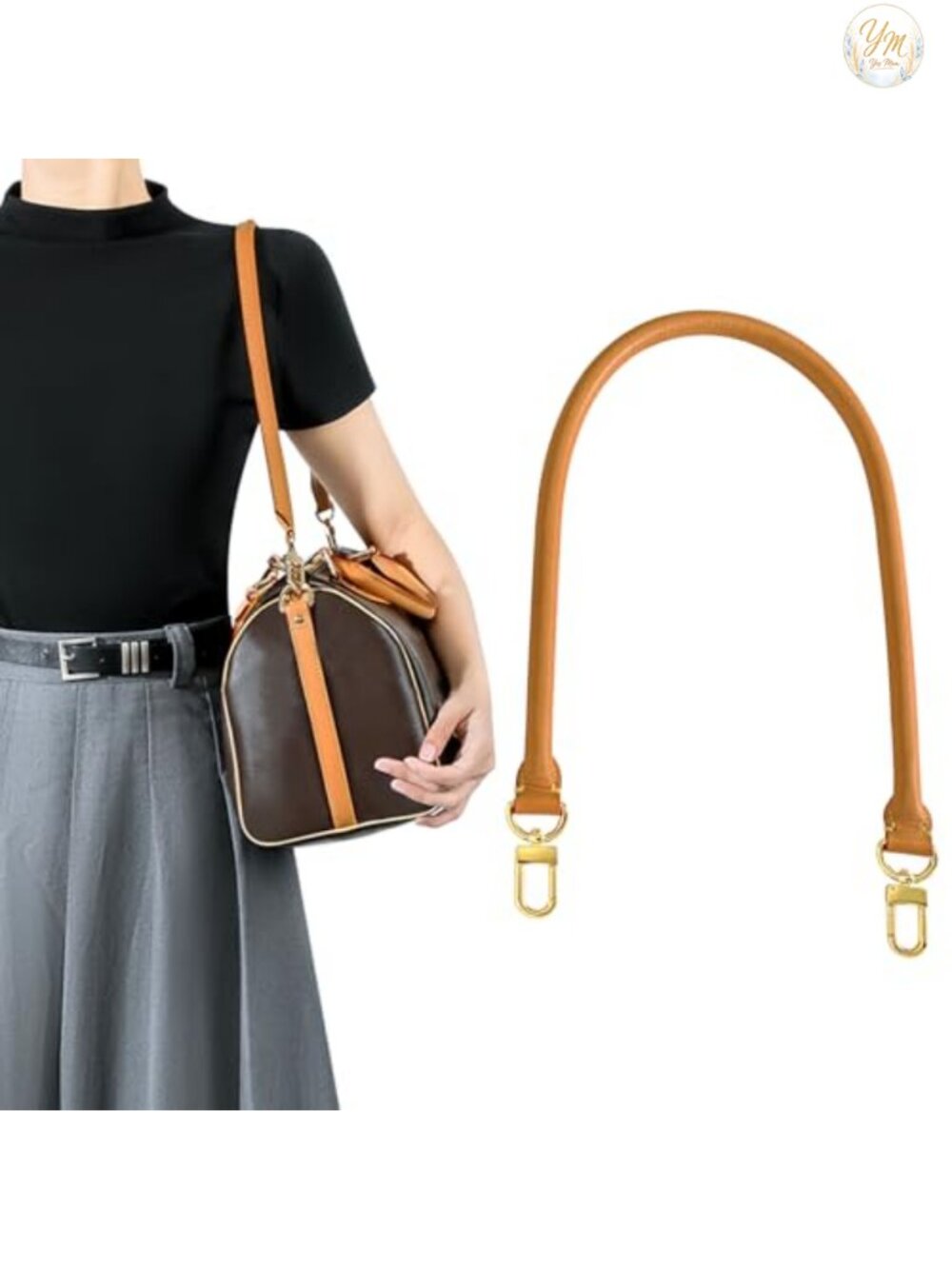 Genuine Vachetta Leather Bag Strap Replacement Short Shoulder Handle Brown